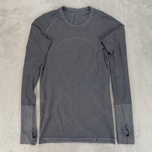 Lululemon Long Sleeve Run Top Thumbholes Athletic Shirt Gray Size 6
